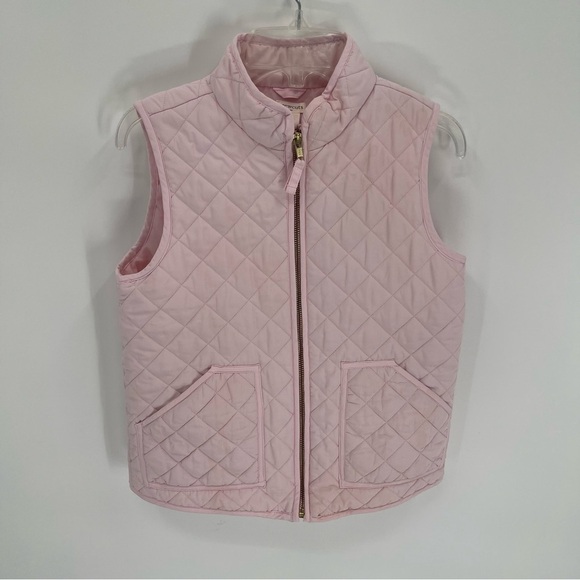 J Crew Crewcuts Girls Pink Quilted Vest Zip Front Size 10 Pockets Sleeveless - Picture 8 of 8